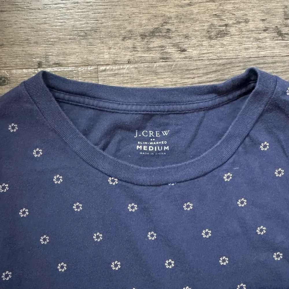 J. Crew Blue Short Sleeve Tee with Micro-Print